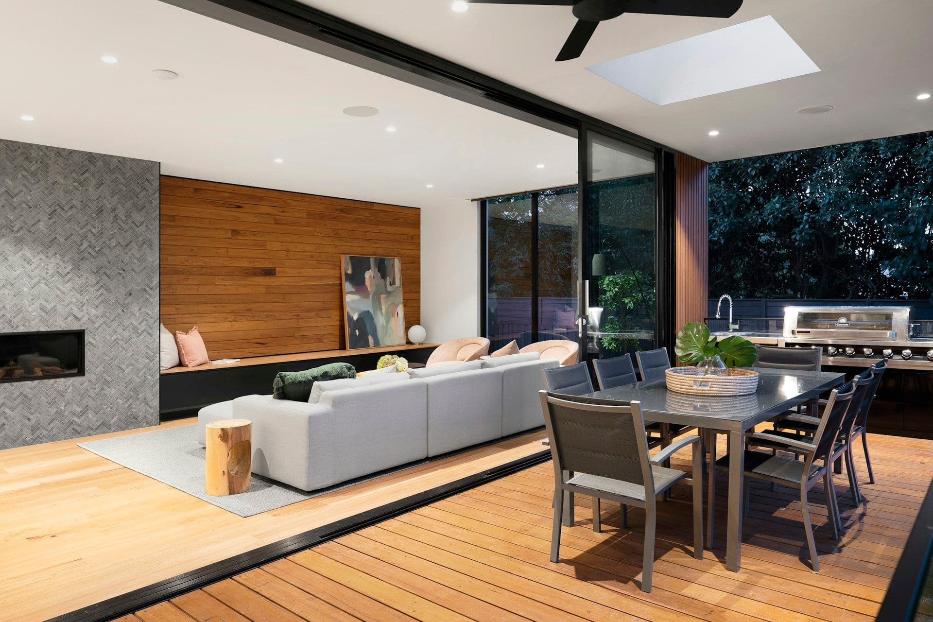 Spotless open-plan living and dining room after a complete house clean